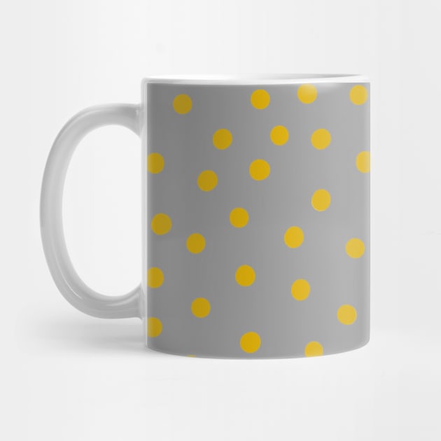 Mustard Yellow Polka Dot Spots on Grey Pattern by OneThreeSix